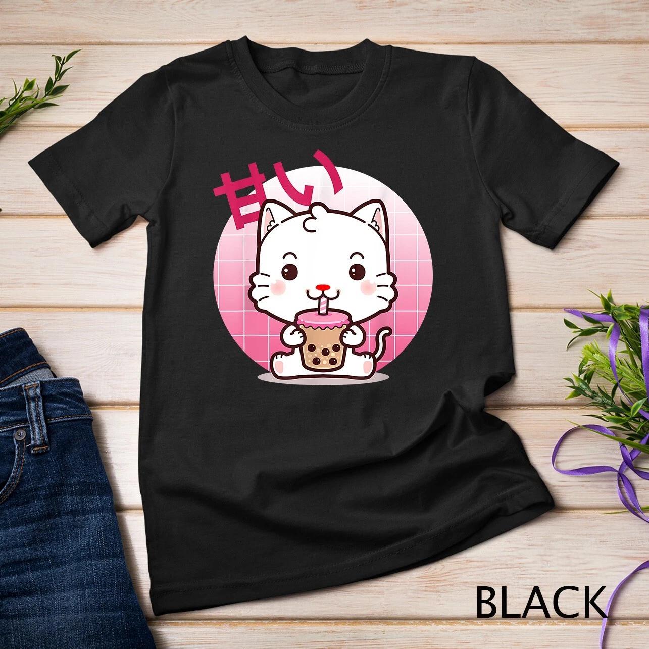Cat Boba Tea Bubble Tea Anime Kawaii Neko Gifts Girls Teens Unisex T-shirt 1 S