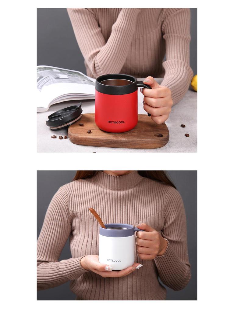 Stainless Steel Insulated Office Mug with Handle - Portable Coffee & Tea Cup for Men and Women