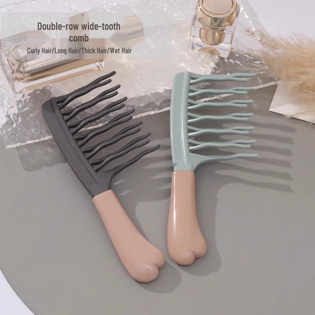 

Wide Tooth Double Row Curling Comb with Scalp Massage Handle - Fluffy Anti-Static Hair Styling Tool світло-зелений колір