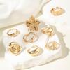 8Pcs/Set Vintage Metal Petal Flower Water Drop Open Rings for Women Trend Goth Geometric Rings Set Daily Jewelry Gift