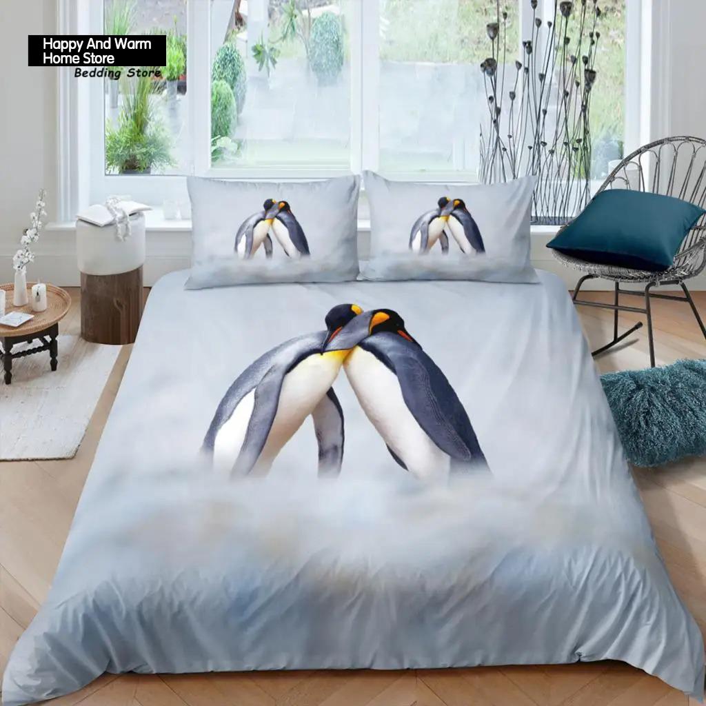 

Предметы домашнего обихода Роскошный 3D комплект постельного белья с принтом пингвинов Южный полюс Пододеяльник Наволочка Размер Queen и King EU/US/AU Полиэстеровое постельное белье EU single(135x200cm)
