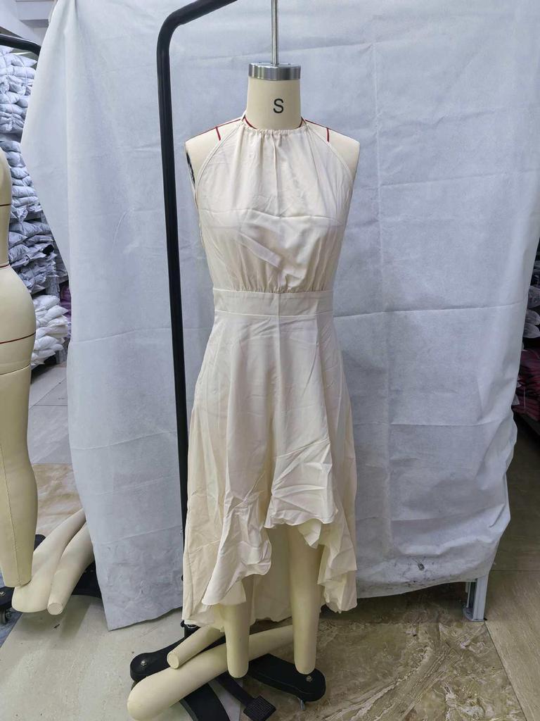 Apricot Sleeveless Halter Ruffle Dress - Summer 2026 Collection