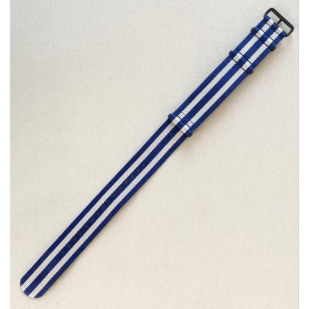 Used ZULUDIVER 22mm NATO Type Watch Strap Navy/Silver Stripe Replacement Band Made in UK