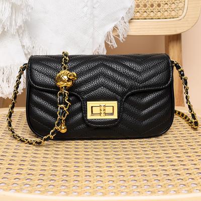 Leather Rhombus Chain Small Square Bag Women'S Fashion Cowhide Women'S Bag Commuter Crossbody Shoulder