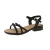 French fairy style low-heeled sandals female summer fashion temperament 2025 new casual Roman beach cool slippers