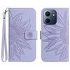 For Oppo A5x 5G/4G Case Sunflower Imprint Leather Wallet Phone Cover with Wrist Strap