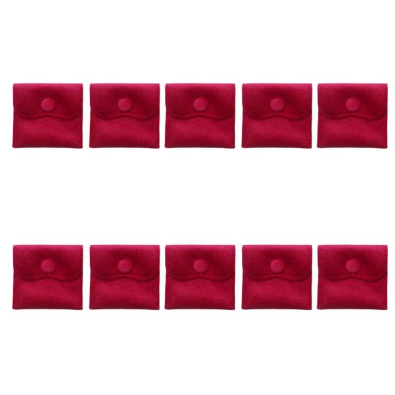 Soft Velvety Jewelry Storage Pouches, 10 Separate Snap-Button Bags for Sorting, Travel Carrying, and Gift Presentation