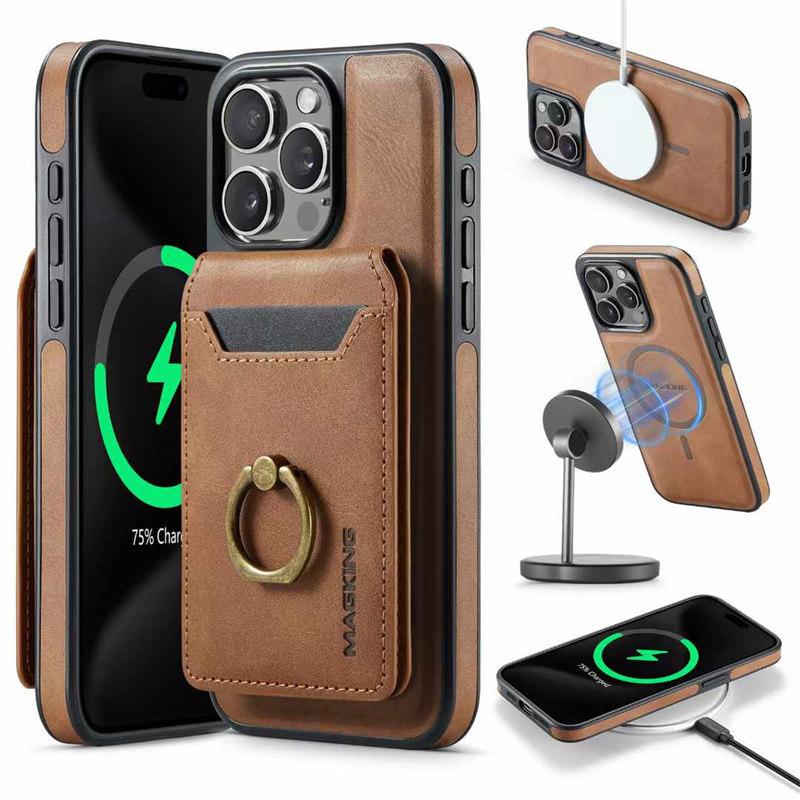 Detachable 2IN1 Real Magsafe Strong Magnetic Wireless Charging Wallet Case For iPhone 12 13 14 15 16 Pro Max Plus Cover