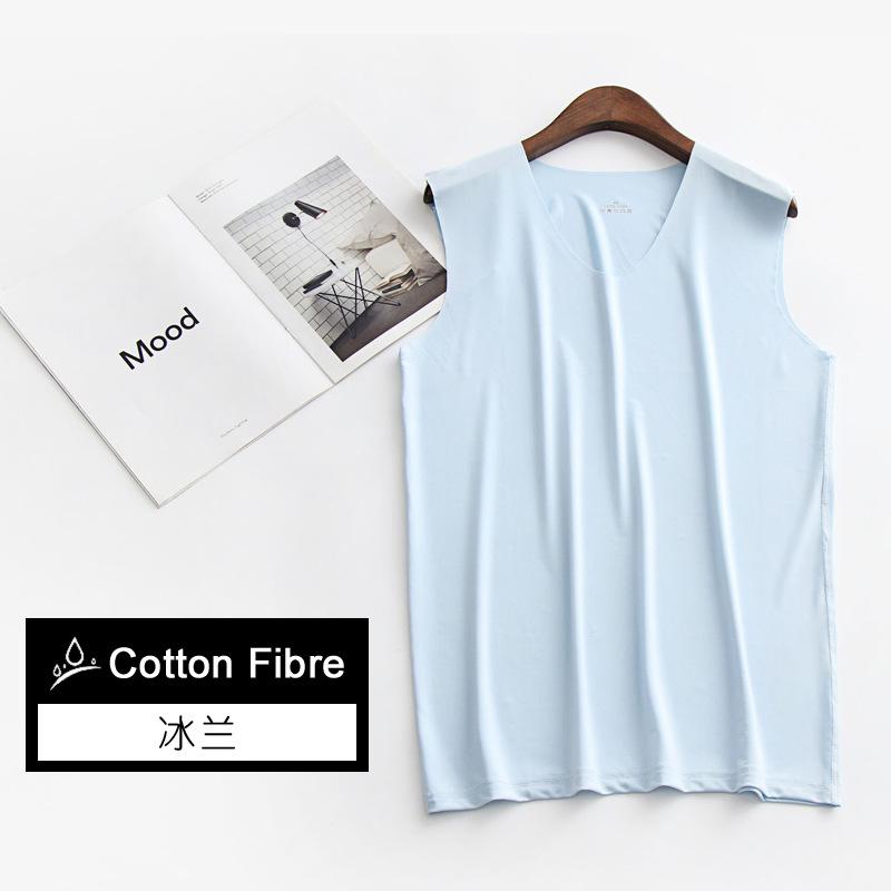 Liquid Ice Silk | Mercerized and Silky Summer Men's Vest Ultra-thin and Seamless V Round Neck Wide and Narrow Shoulder Sports Quick-drying High Elasti