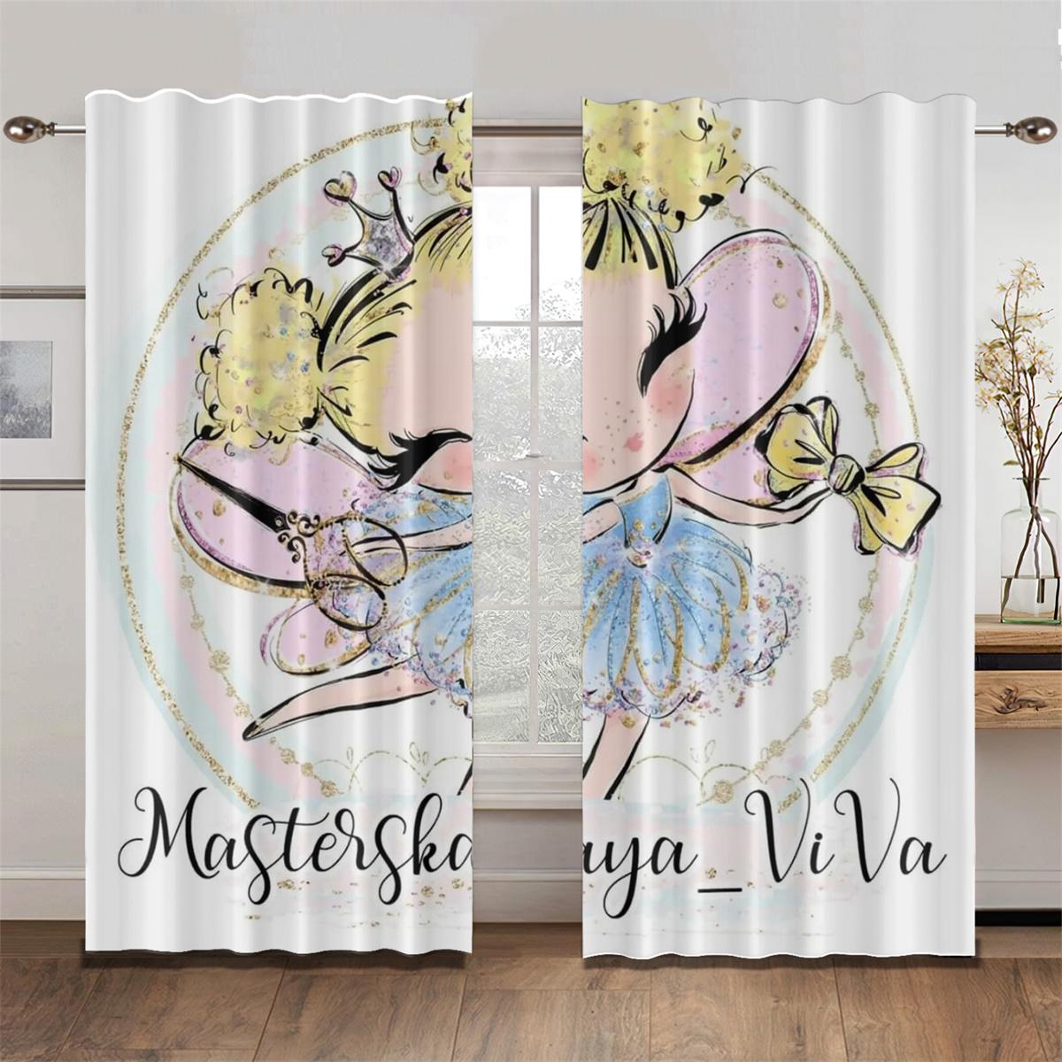 

Lovely Parisian Dance Girl Princess Elf Pink Drapes Window Curtains Living Room Bedroom Decor Light Filtering Set Of 2 Made Polyester Area W100*H130(CM)-Grommet top&2PCS