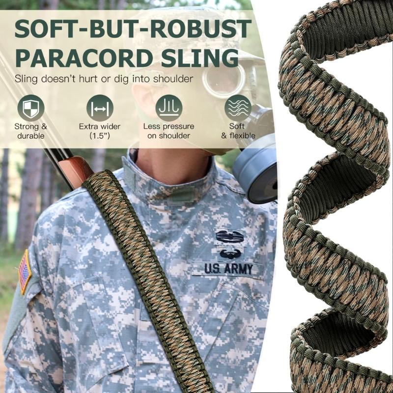Two-Point Paracord Sling with Swivels Adjustable Nylon Tactically Rifles Strap
