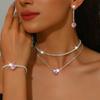 Meier Heart rhinestone necklace earrings bracelet three-piece set fashion bridal suit