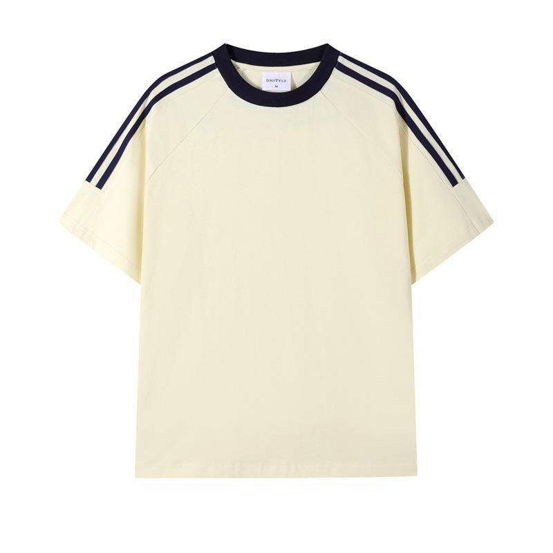 Sommerreines Baumwoll-Kurzarm-T-Shirt, Lockeres T-Shirt im Hongkong-Stil, Reines Baumwoll-Halbarm-Herren-Reines Baumwoll-Kurzarm-T-Shirt