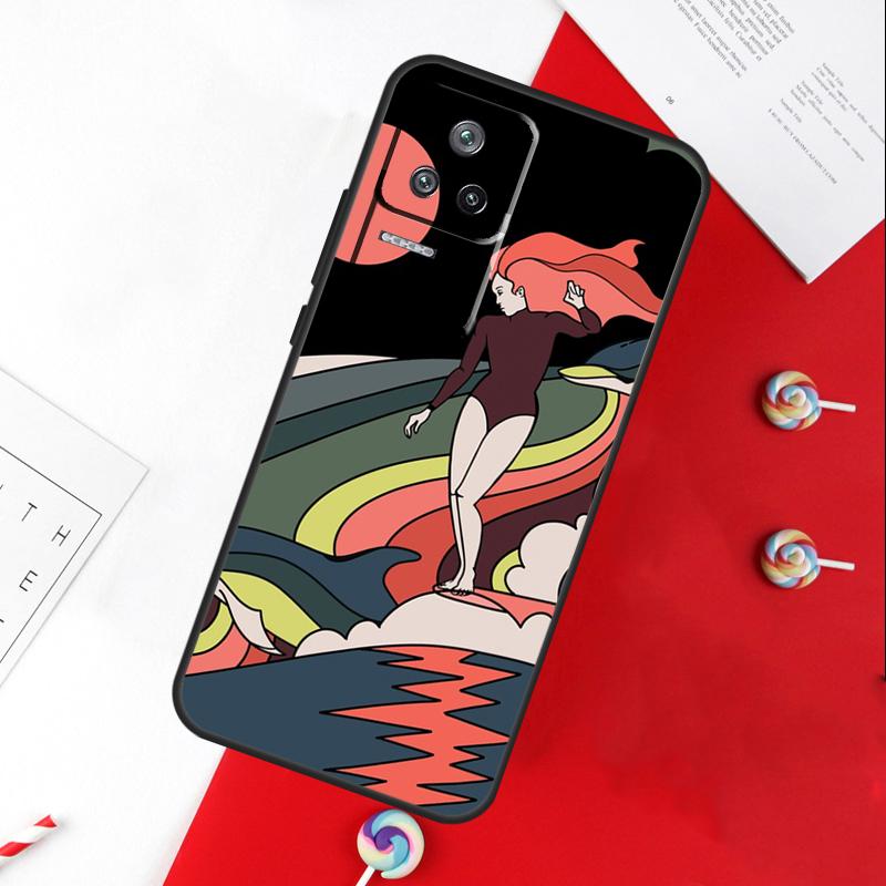 Surfboard Surfing Surf Girl Cover For Xiaomi 14 Ultra 15 13 11T 12T 13T 14T Pro POCO X7 Pro X3 X5 X6 M6 F5 F6 Pro Case