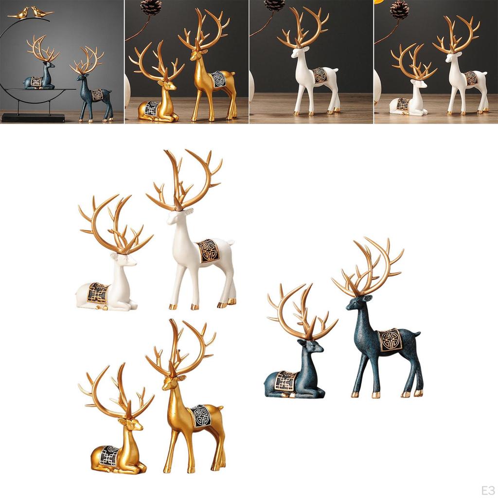 Elegant Reindeer Figurines, Animal Ornament Collectible Decorative Creative 1 Pair Elk Statue for