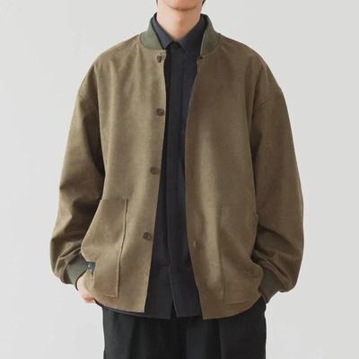 Unisex Japanese Retro Suede Drop-Shoulder Baseball Jacket (Autumn 2022)