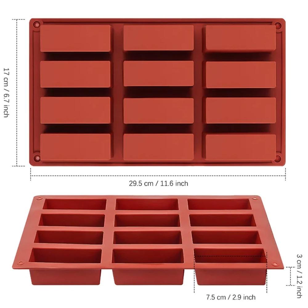 12 Cavity Silicone Cake Mold 3D Long Strip Chocolate Molds for Energy Bars Mousse Cake Truffles Brownie Baking Molds Bakeware