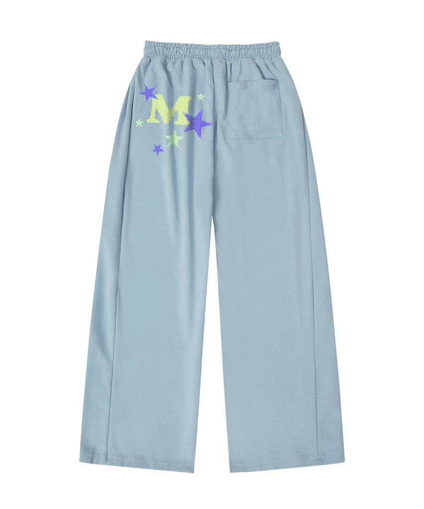 Deomopeuhauseu Pixel M Star Side Pleat Wide Sweatpants Navy