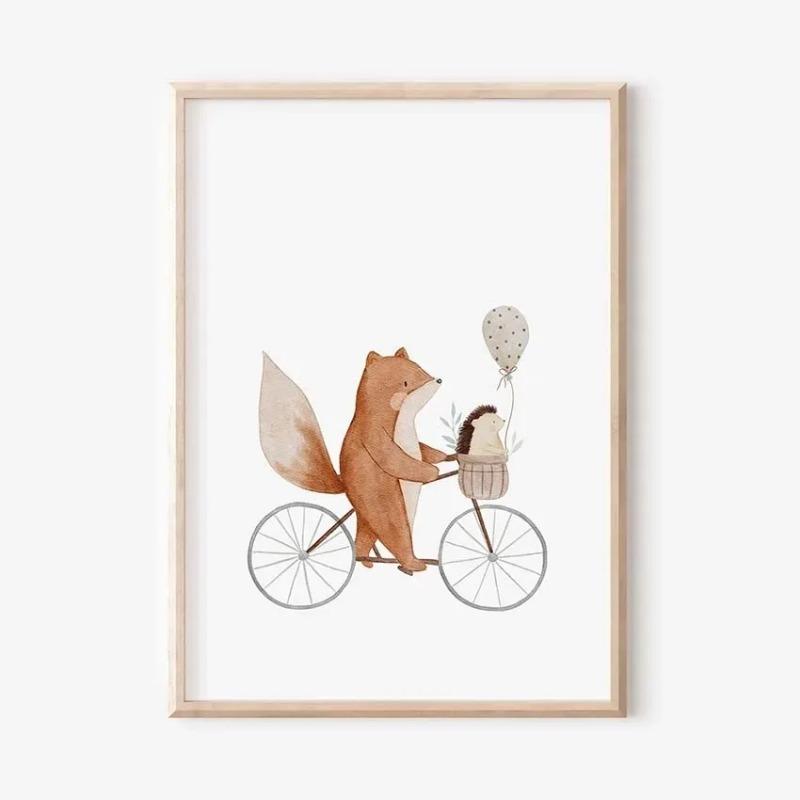 Boho Cartoon Farm Animals Wall Art Canvas Painting Rabbit Bear Bee Flower Posters and Prints Pictures for Baby Kids Room Decor
