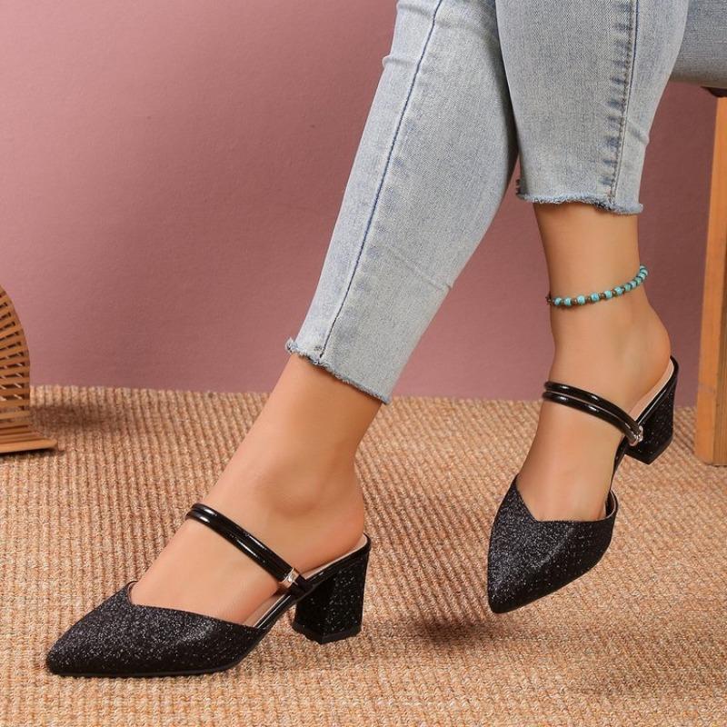 Fashion Low Heels Sandals Woman Summer Shallow High Heels Women Fashion Designer Sandals Luxury Shoes for Women Wedding Party Shoes