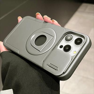 For Magsafe Wireless Charge Magnetic Case for iPhone 15 14 Plus 13 12 11 Pro X XR XS Max Ring Holder Slide Lens Shockproof Cover