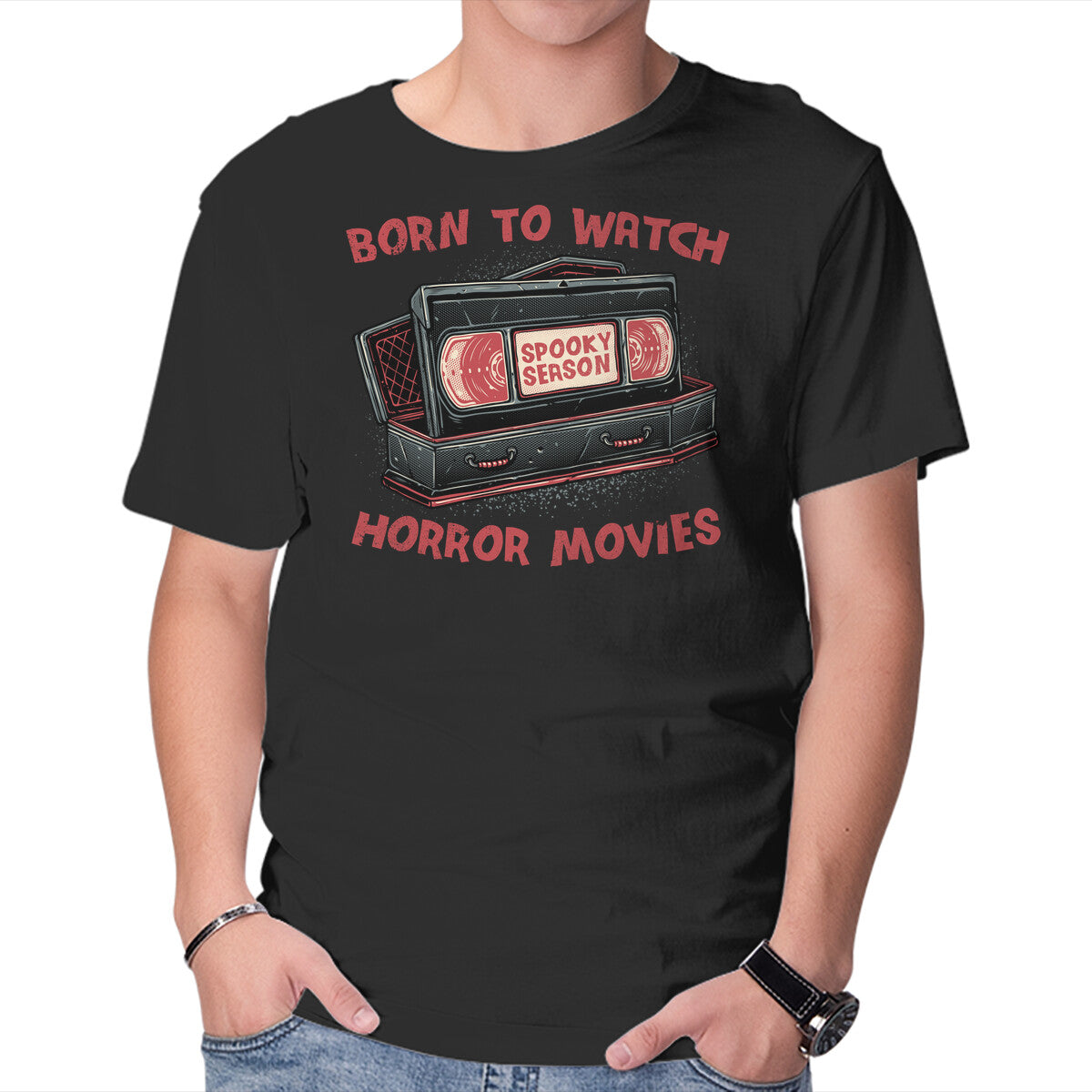 Unisex Crew Neck T-Shirt Spooky Season Graphic Short Sleeve Casual Tee L