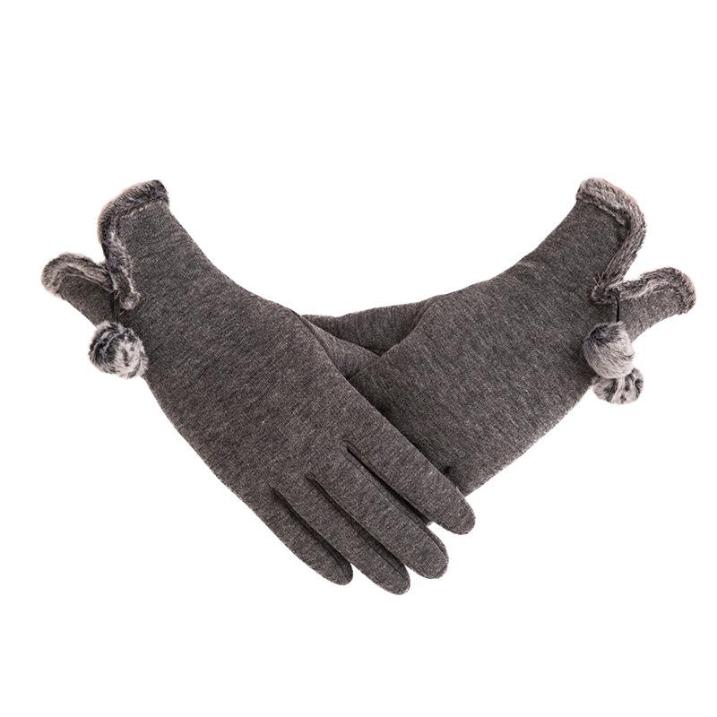New Female Autumn Winter Non-Inverted Velvet Cashmere Full Finger Warm Lace Gloves Women Cotton Touch Screen Gloves G82