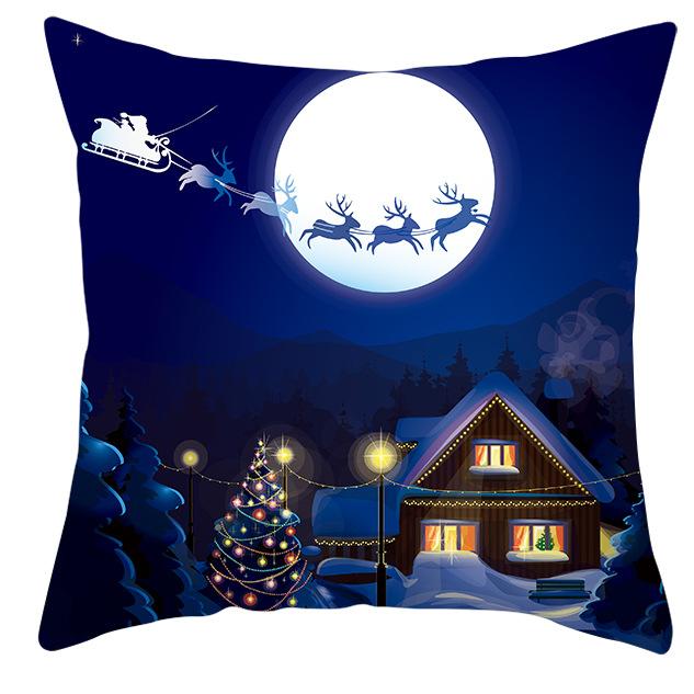 New Blue Snowflake Pillow Cover Winter Christmas Snowman Cushion Cover