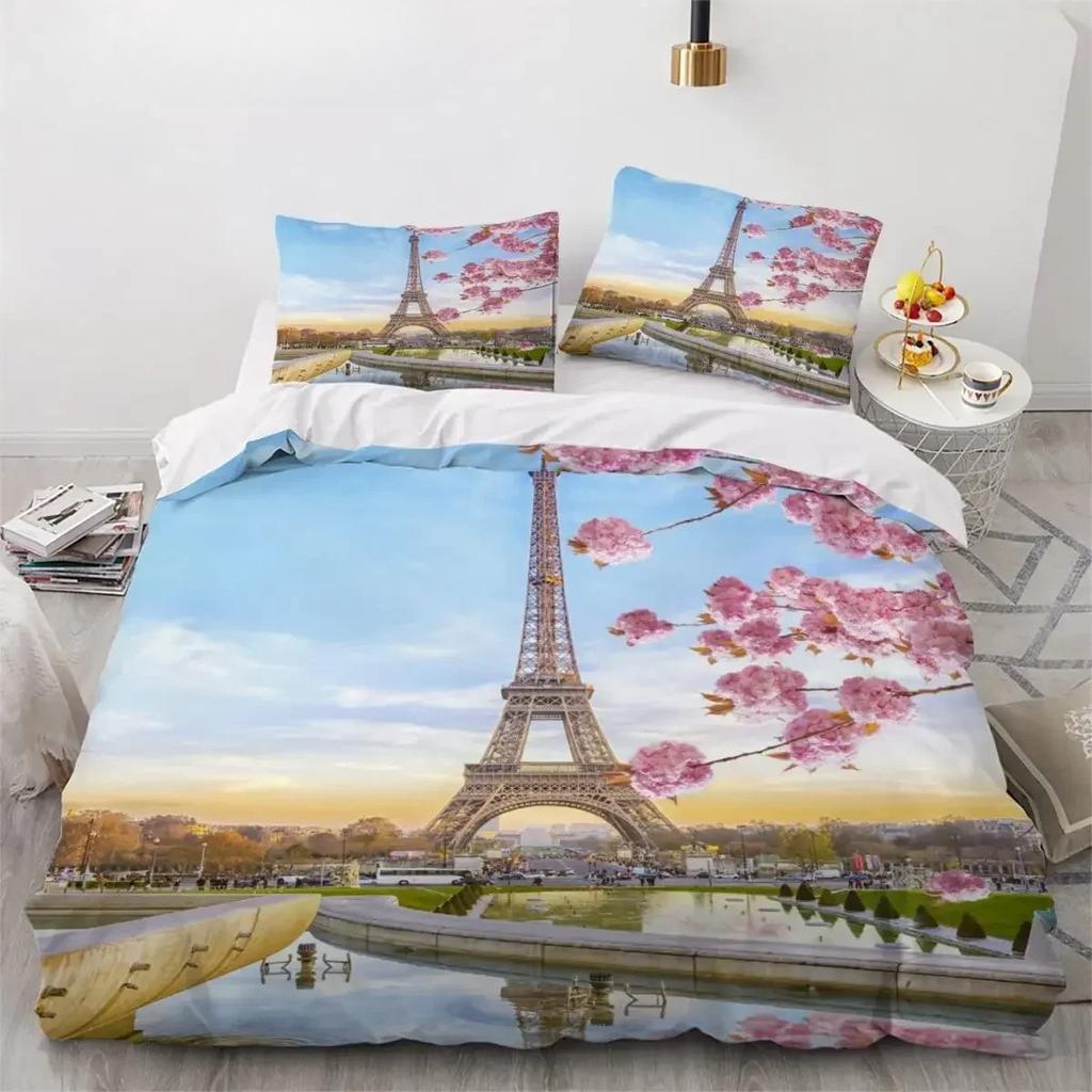 Eiffel Tower Bedding Duvet Cover Set 3d Digital Printing Bed Linen Fashion Design Comforter Cover Bedding Sets Bed Set