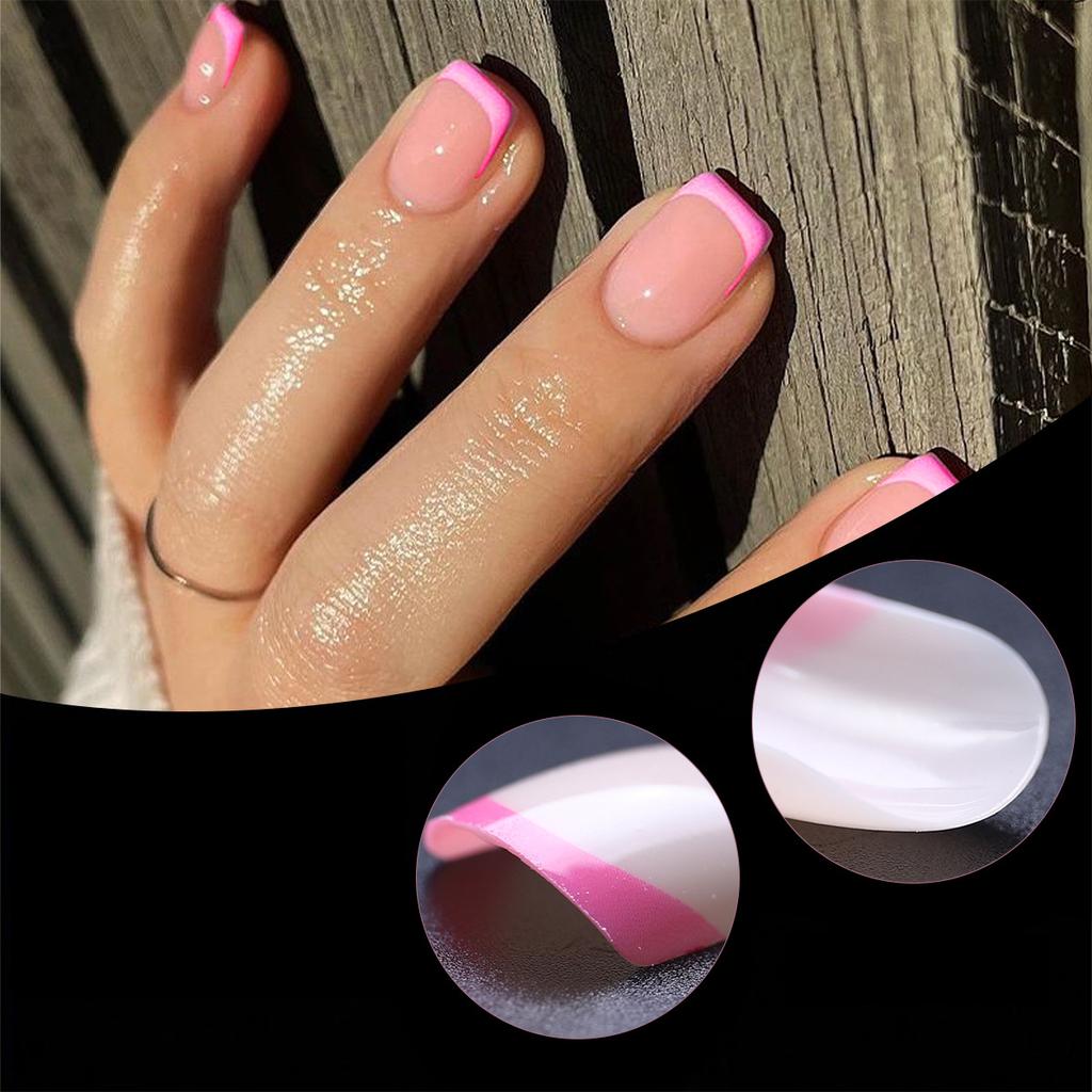 240 Piece Boxed French Minimalist Rose Red Detachable Fake Nail Patch Short Wearable Nail Product