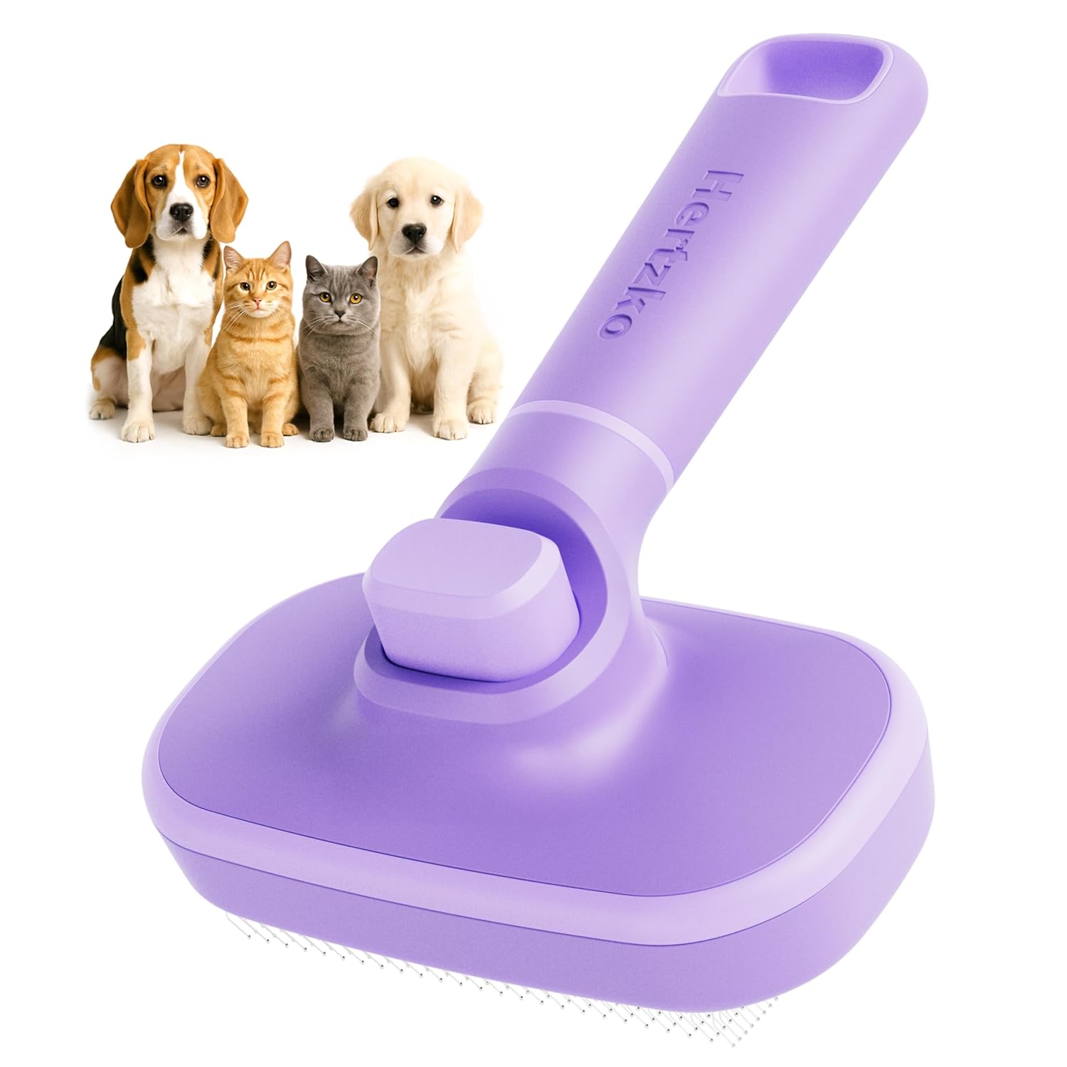 

Self Cleaning Slicker Brush for Dogs and Cats - Pet Hair Brush for Shedding Long and Short Hair - Easy Clean Retractable Bristle United States