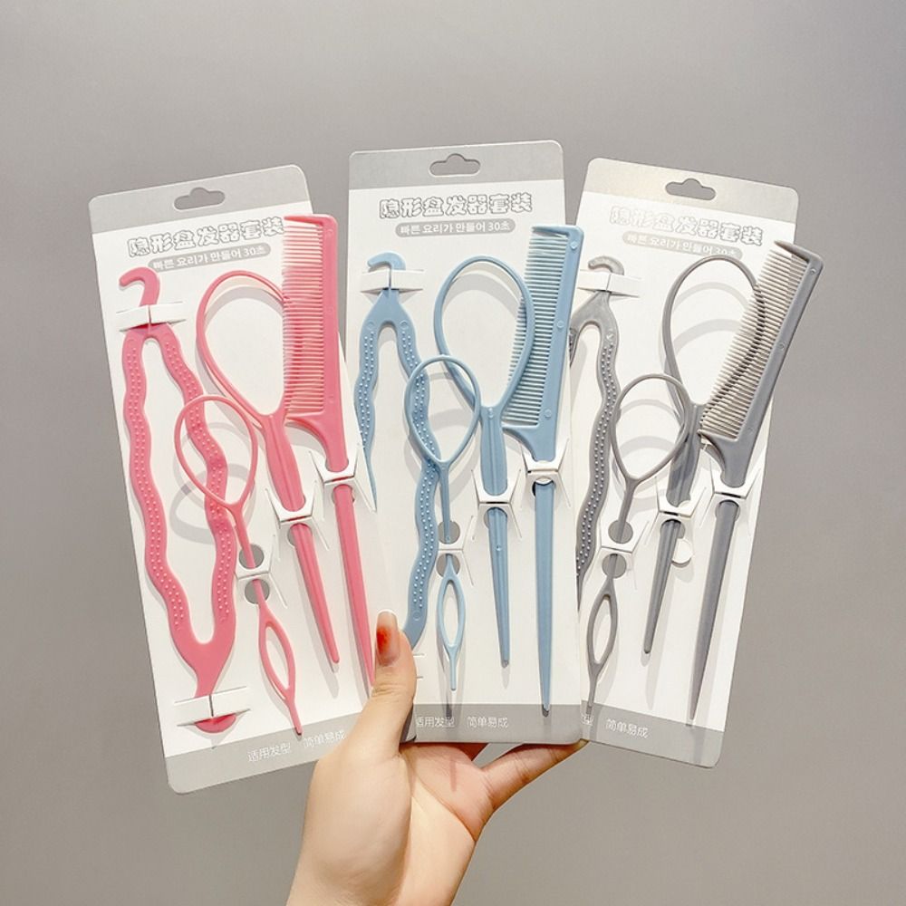 4Pcs/Set Tail Comb Hair Styling Set Pin Design Braiding Pulling Kit French Braid Loop  Home Salon