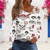Women Plus Size Asymmetric Cutout Neck Cold Shoulder Long Sleeve Bicycle Printed White Fitted Top