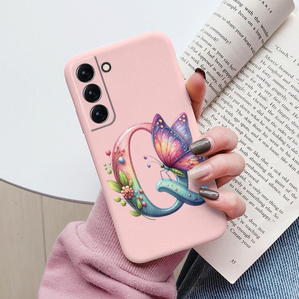 Phone Case Women For Samsung Galaxy S21 FE S22 Plus Girls Bumper Cover Colorful Letter Flower Butterfly Love samsang s22 Ultra