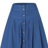 Women Skirt Solid Color High Waist All Match Button Decor A-line Summer Maxi