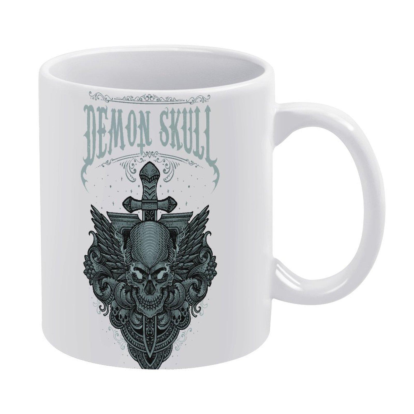 

11oz White Coffee Cup with Printed Surface on Both Sides, Durable Ceramic Body and Smooth Grip for Daily Warm Drink Lovers белый