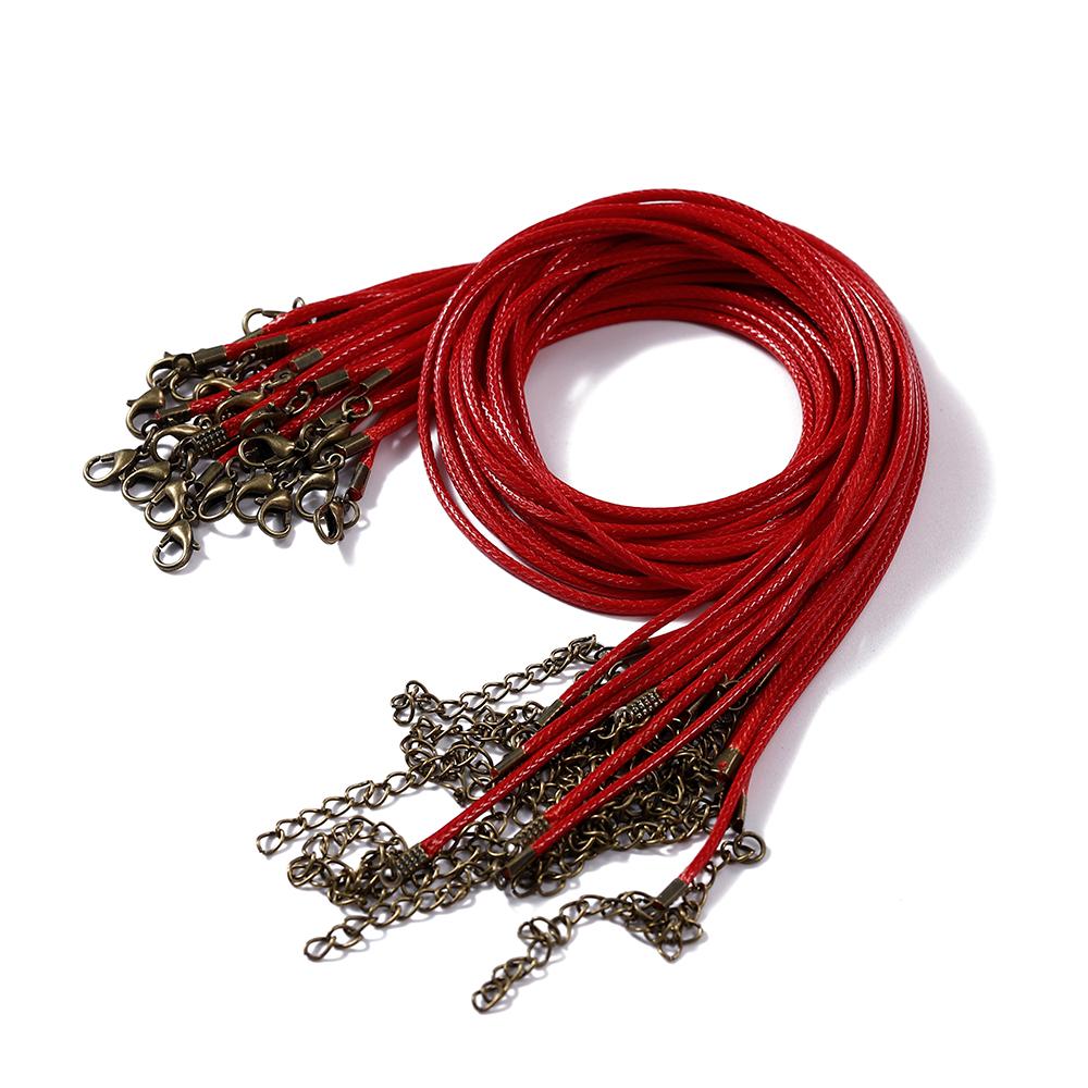 10Pcs 1.5/2mm Colorful Leather Braided Rope Bronze Lobster Clasp Tail Chain Connector for DIY Pendant Jewelry Making Supplies