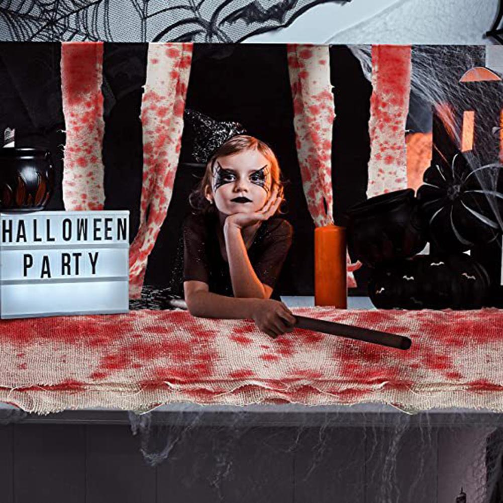 Halloween Bloody Gauze Good Breathability Curtain Blood Gauze Cloth Eco-friendly Realistic for Home Party Haunted House Supplies