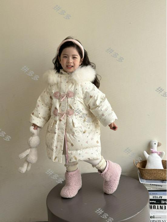 2025 Winter Girls' Long Down Jacket - Thick, Fashionable, and Stylish for Toddlers and Girls