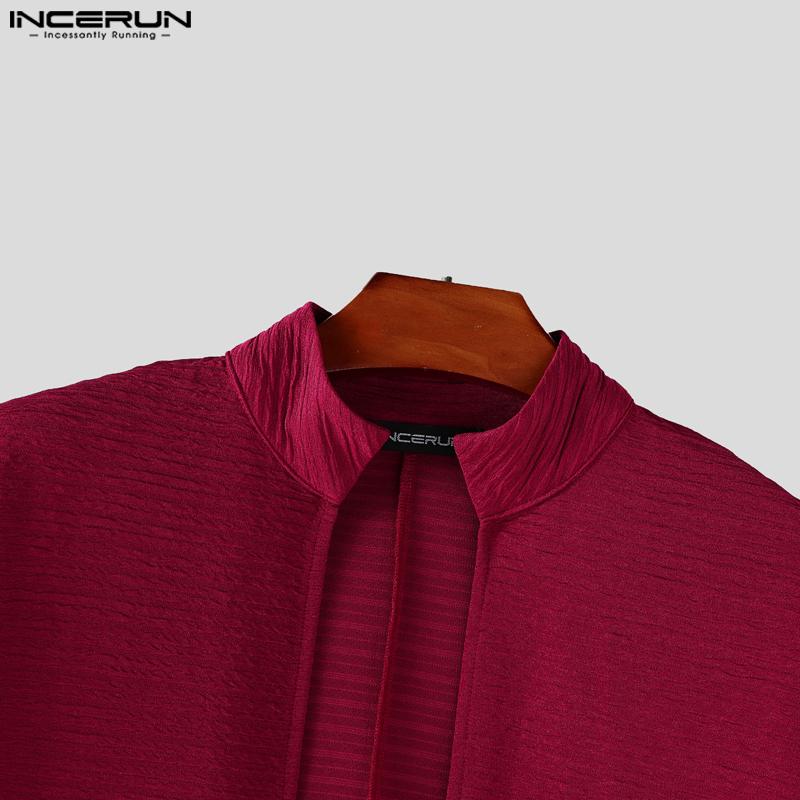 INCERUN Pánské kardigany a vesty s polovičním rukávem a stojáčkem, s nepravidelnou texturou