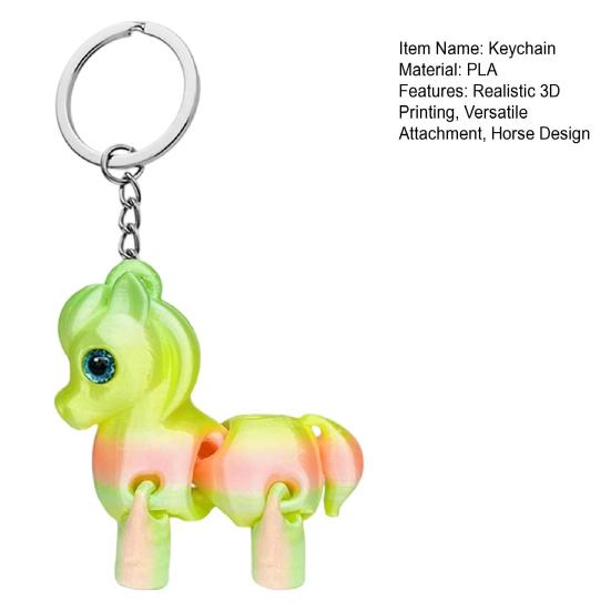 Multi Jointed Horse Keychain Gradient Color 3D Printed Animal Figurine Miniature Horse Pendant Backpack Bag Desk Decoration