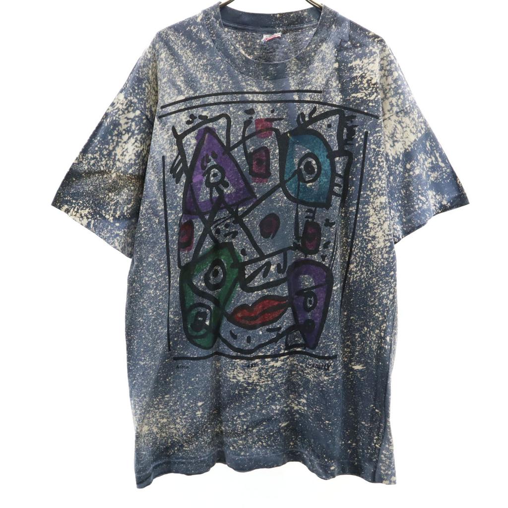 FRUIT OF THE LOOM 90s Made In USA Old Art Prints Short Sleeve T-shirt Men's Used