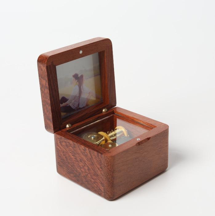 Mini Handmade Beech Wooden & Bamboo Photo Music Box & Ring Jewelry Box Series Photo Frames Custom Picture