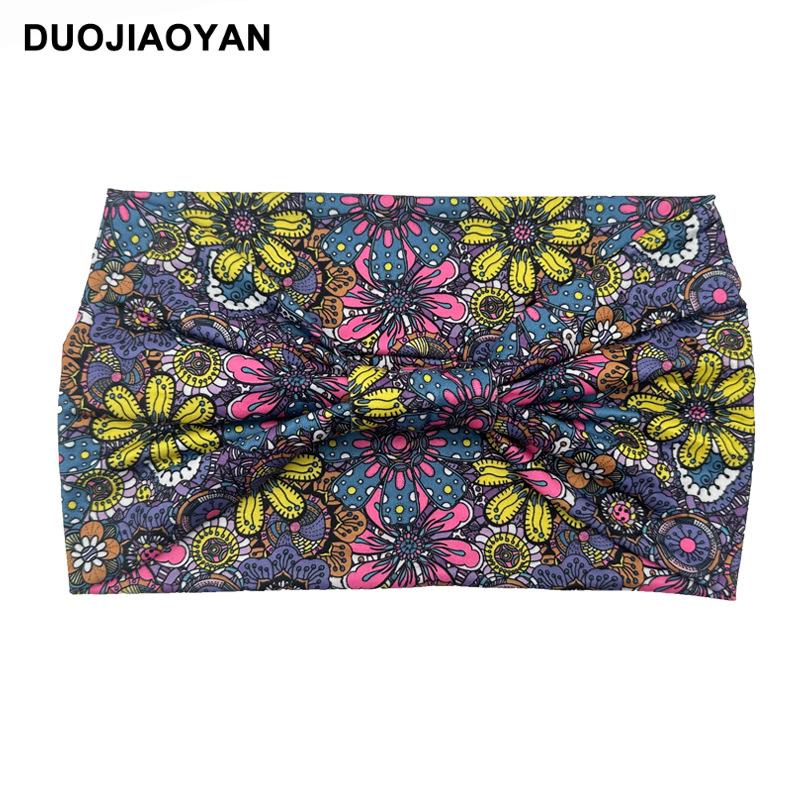 Knot Headband, Color Blocked Pattern Printed Sports Headband, Fashionable Polka Dot Wide Edge Elastic Headband