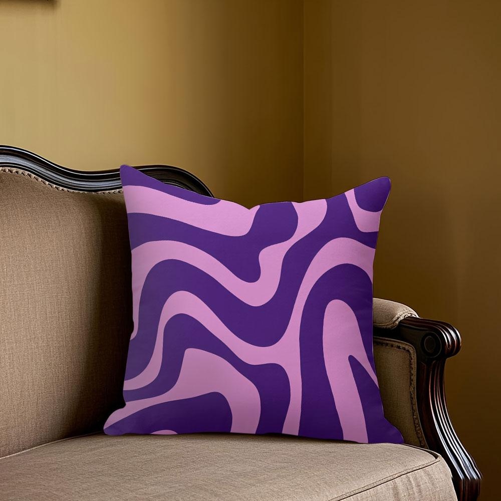 Lilac Wave Square Jacquard Pillow Cover for Sofa Office Waist Cushion Cover Home Decorative Pillowcase