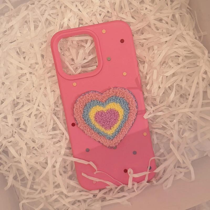 Korean Colorful Polka Dots Love Heart Phone Case For iPhone 17 16 15 13 14 11 12 Pro Max With Bracelet Shockproof Soft Cover