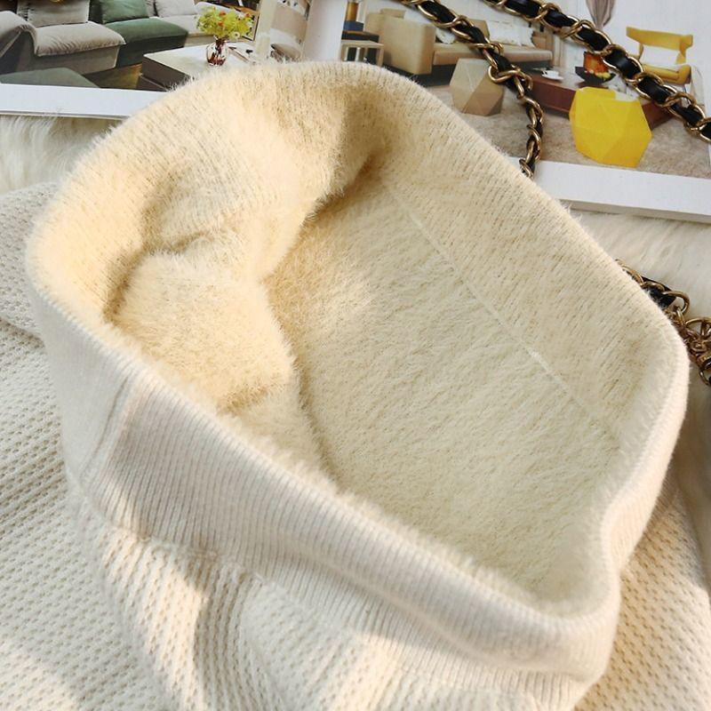 Вязаная юбка средней длины для женщин осенью и зимой. Плюшевая юбка с разрезом на спине — фото 6