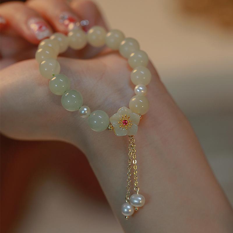 

Бегония остается* Натуральный браслет из нефрита Хэтянь, винтажный стиль, роскошный подарок для мамы, улучшающий цвет лица Bracelet