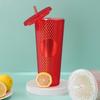 1PC 710ML Straw Cup with Lid Studded Finish Double Wall Coffee Mugs Plastic Studded Durian Tumblers Cold Bling Cup Customized