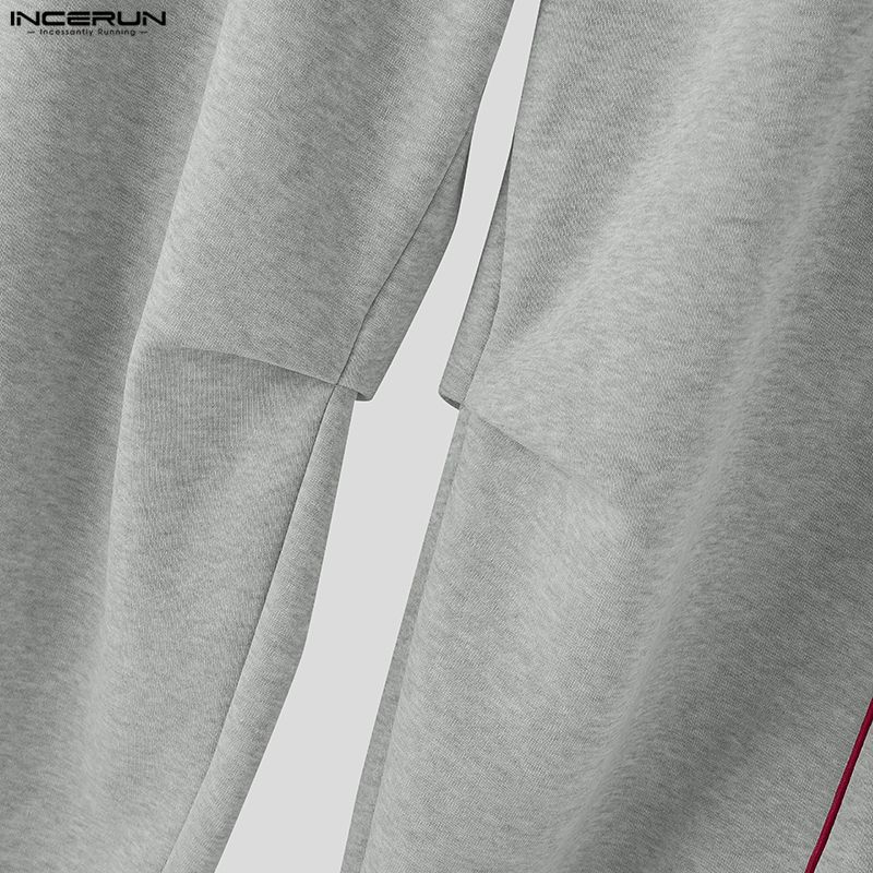 INCERUN Conjuntos de Dos Piezas para Hombre Cuello Alto Manga Larga Costuras Sudaderas Pantalones Largos Conjuntos Deportivos